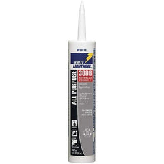 White Lightning - 10 oz Cartridge White Acrylic & Latex Caulk - -30 to 180°F Operating Temp, 12 min Tack Free Dry Time, Series 3006 - Exact Industrial Supply