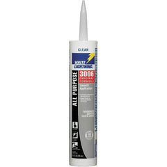 White Lightning - 10 oz Cartridge Clear Acrylic & Latex Caulk - -30 to 180°F Operating Temp, 12 min Tack Free Dry Time, Series 3006 - Exact Industrial Supply