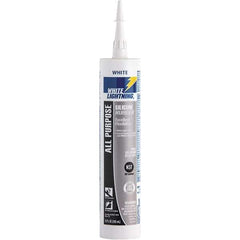 White Lightning - 10 oz Cartridge White RTV Silicone Joint Sealant - -80 to 400°F Operating Temp, 30 min Tack Free Dry Time, 24 hr Full Cure Time - Exact Industrial Supply