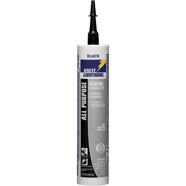 White Lightning - 10 oz Cartridge Black RTV Silicone Joint Sealant - -80 to 400°F Operating Temp, 30 min Tack Free Dry Time, 24 hr Full Cure Time - Exact Industrial Supply