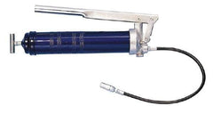 Lincoln - 4,500 Max psi, Flexible Lever Grease Gun - 14-1 & 2 oz (Cartridge) & 16 oz (Bulk) Capacity, 1/8 Thread Outlet, 33 Strokes per oz, Bulk & Cartridge Fill, Includes Coupler - Exact Industrial Supply