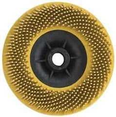 3M - 4-1/2" 80 Grit Ceramic Straight Disc Brush - Medium Grade, Threaded Hole Connector, 3/4" Trim Length, 5/8-11 Threaded Arbor Hole - Exact Industrial Supply