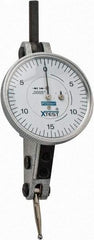 Fowler - 0.06 Inch Range, 0.0005 Inch Dial Graduation, Horizontal Dial Test Indicator - 1-1/2 Inch White Dial, 0-15-0 Dial Reading - Exact Industrial Supply