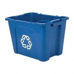 Rubbermaid - 14 Gal Blue Rectangle Recycling Container - Polyethylene, 14-3/4" High x 20-3/4" Long x 16" Wide - Exact Industrial Supply