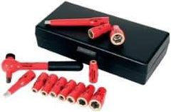 Wiha - 13 Piece 1/4" Drive Socket Set - 6 Points, 3/16" to 9/16" Range, Inch Measurement Standard - Exact Industrial Supply