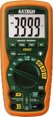 Extech - EX503, CAT IV, 1,000 VAC/VDC, Digital Auto Ranging Average Responding Manual Ranging Multimeter - 40 mOhm, Measures Voltage, Capacitance, Current, Frequency, Resistance - Exact Industrial Supply