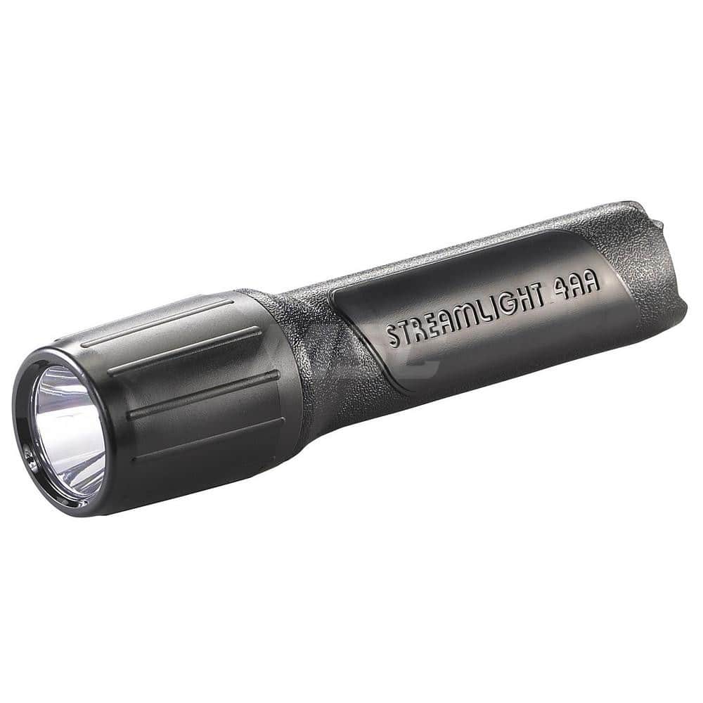 Handheld Flashlight: LED, 6 hr Max Run Time, AA Battery 1 Light Mode, Polymer, Black