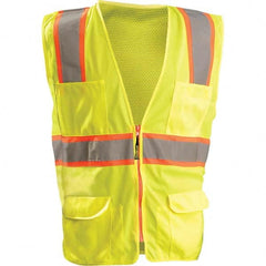 OccuNomix - Size 5XL HI-Vis Orange Mesh/Solid Surveyor's High Visibility Vest - Exact Industrial Supply