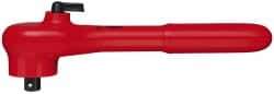 Knipex - 3/8" Drive Square Head Ratchet - Insulated Finish, 7-1/2" OAL, 24 Gear Teeth, Reversible Head - Exact Industrial Supply