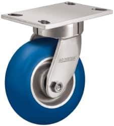 Albion - 5" Diam x 2" Wide x 6-1/2" OAH Top Plate Mount Swivel Caster - Neoprene, 600 Lb Capacity, Precision Sealed Bearing, 4 x 4-1/2" Plate - Exact Industrial Supply