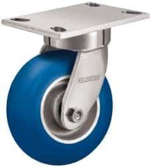 Albion - 5" Diam x 2" Wide x 6-1/2" OAH Top Plate Mount Swivel Caster - Neoprene, 600 Lb Capacity, Precision Sealed Bearing, 4 x 4-1/2" Plate - Exact Industrial Supply