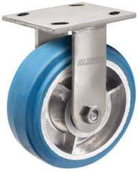 Albion - 6" Diam x 2" Wide x 7-1/4" OAH Top Plate Mount Rigid Caster - Neoprene, 700 Lb Capacity, Roller Bearing, 4 x 4-1/2" Plate - Exact Industrial Supply