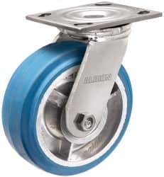 Albion - 6" Diam x 2" Wide x 7-1/4" OAH Top Plate Mount Swivel Caster - Neoprene, 700 Lb Capacity, Roller Bearing, 4 x 4-1/2" Plate - Exact Industrial Supply