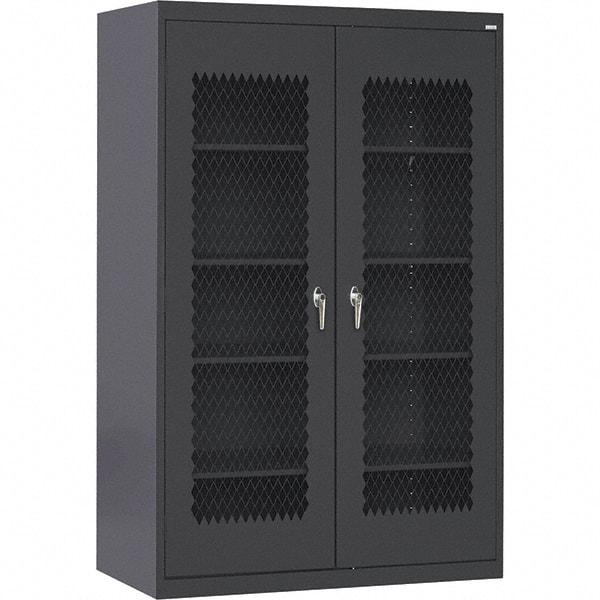 Sandusky Lee - 5 Shelf Visible Storage Cabinet - Steel, 36" Wide x 24" Deep x 72" High, Black - Exact Industrial Supply