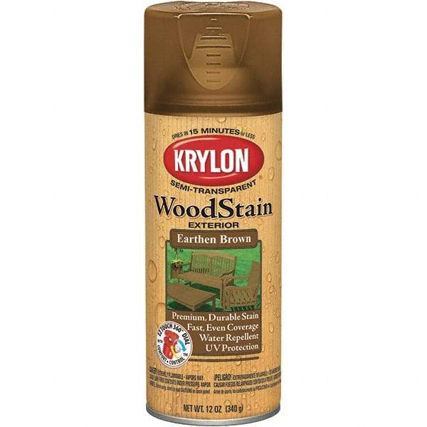 Krylon - 0.5 Qt Aerosol Can Earth Brown Wood Stain - Oil-Based, Semi-Transparent - Exact Industrial Supply