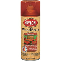 Krylon - 0.5 Qt Aerosol Can Redwood Wood Stain - Oil-Based, Semi-Transparent - Exact Industrial Supply
