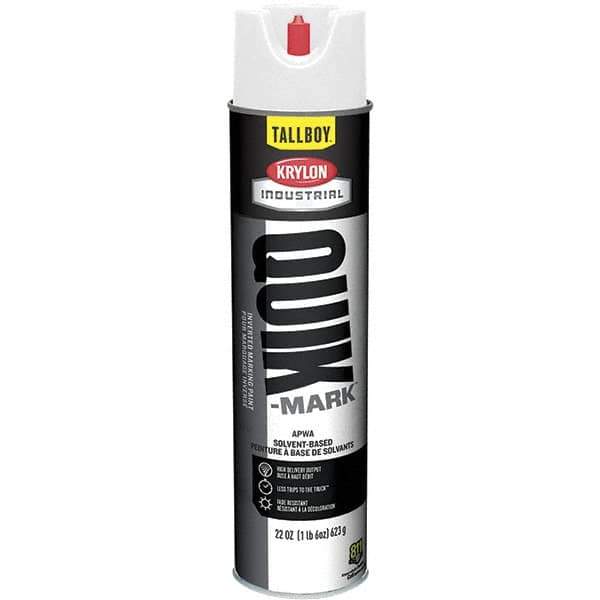 Krylon - 25 fl oz White Marking Paint - 35 to 71 Sq Ft Coverage, Solvent-Based Formula - Exact Industrial Supply