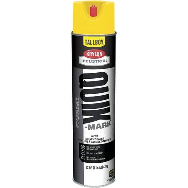 Krylon - 25 fl oz Yellow Marking Paint - 35 to 71 Sq Ft Coverage, Solvent-Based Formula - Exact Industrial Supply
