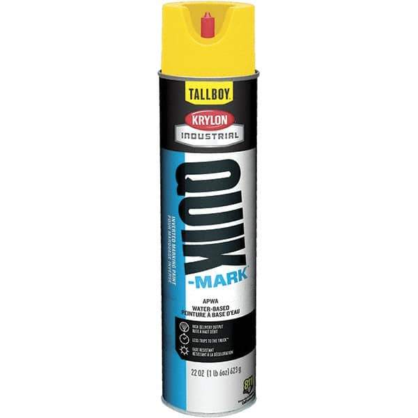 Krylon - 25 fl oz Yellow Marking Paint - 35 to 71 Sq Ft Coverage, Water-Based Formula - Exact Industrial Supply