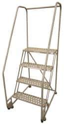 Cotterman - 60" 3 Step TiltNRoll Rolling Ladder - Assembled, 450 Lb Capacity, 30" Platform Height, 28" Base Width x 31" Base Depth, Perforated Tread - Exact Industrial Supply