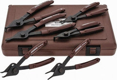 Paramount - 6 Piece, 3/8 to 1-3/4" Bore, 1/8 to 1-7/16" Shaft, Internal/External Retaining Ring Pliers Set - 0.038 to 0.07" Tip Diam Range - Exact Industrial Supply