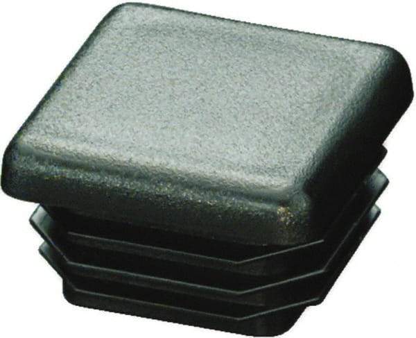 Caplugs - Square Finishing Plug for 14 to 20 Gauge Panels, for 1-1/4" Tube Diam - 0.52" Deep, Low-Density Polyethylene, Black - Exact Industrial Supply