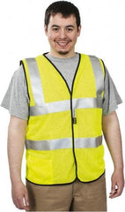 OccuNomix - Size L Flame Resistant/Retardant Yellow Solid General Purpose Vest - 40 to 42" Chest, ANSI 107-2015, ASTM F1506, ATPV=5.1 cal/Sq cm, NFPA 70E/HRC=1, Hook & Loop Closure, 1 Pocket, Modacrylic/Aramid Blend - Exact Industrial Supply