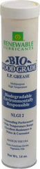Renewable Lubricants - 14 oz Cartridge Biobased Extreme Pressure Grease - White, Extreme Pressure, Food Grade & High Temperature, 590°F Max Temp, NLGIG 2, - Exact Industrial Supply