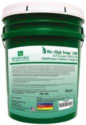 Renewable Lubricants - 35 Lb Pail Biobased Extreme Pressure Grease - Green, Extreme Pressure & High Temperature, 285°F Max Temp, NLGIG 2, - Exact Industrial Supply