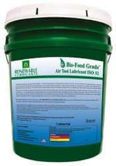 Renewable Lubricants - 5 Gal Pail, ISO 32, Air Tool Oil - -20°F to 230°, 29.33 Viscosity (cSt) at 40°C, 7.34 Viscosity (cSt) at 100°C, Series Bio-Food Grade - Exact Industrial Supply