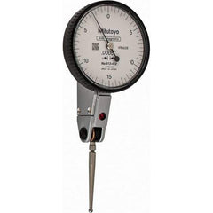 Mitutoyo - 0.03 Inch Range, 0.0005 Inch Dial Graduation, Horizontal Dial Test Indicator - 1.5748 Inch White Dial, 0-15-0 Dial Reading, Accurate to 0.0005 Inch - Exact Industrial Supply