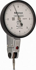 Mitutoyo - 0.008 Inch Range, 0.0001 Inch Dial Graduation, Horizontal Dial Test Indicator - 1.5748 Inch White Dial, 0-4-0 Dial Reading, Accurate to 0.0001 Inch - Exact Industrial Supply