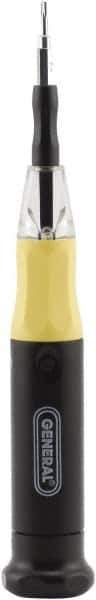 General - LED Lighted Bit Screwdriver - Slotted, Phillips, Torx, Interchangeable Tips - Exact Industrial Supply