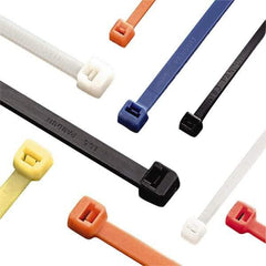 Panduit - 7.4" Long Yellow Nylon Standard Cable Tie - 50 Lb Tensile Strength, 1.3mm Thick, 5" Max Bundle Diam - Exact Industrial Supply