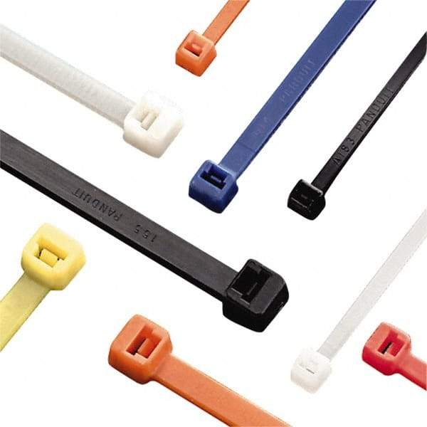 Panduit - 7.4" Long Orange Nylon Standard Cable Tie - 50 Lb Tensile Strength, 1.3mm Thick, 8" Max Bundle Diam - Exact Industrial Supply
