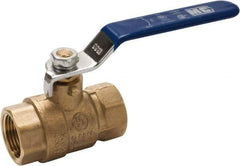 Midwest Control - 2" Pipe, Full Port, Brass Full Port Ball Valve - 2 Piece, FNPT x FNPT Ends, Vinyl Coated Metal Handle, 600 WOG, 150 WSP - Exact Industrial Supply