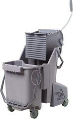 Unger - 32 Qt Plastic Bucket & Wringer - 21" Long x 20" High x 15" Wide, Gray, Aluminum Handle - Exact Industrial Supply