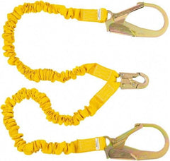 PRO-SAFE - 6' Long, 350 Lb Capacity, 2 Leg Locking Snap Hook Harness Shock Absorbing Lanyard - Polyester Webbing, Locking Rebar Snap Hook Anchorage Connection - Exact Industrial Supply