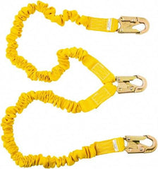 PRO-SAFE - 6' Long, 350 Lb Capacity, 2 Leg Locking Snap Hook Harness Shock Absorbing Lanyard - Polyester Webbing, Locking Snap Hook Anchorage Connection - Exact Industrial Supply