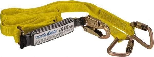 PRO-SAFE - 6' Long, 350 Lb Capacity, 2 Leg Locking Snap Hook Harness Shock Absorbing Lanyard - Polyester Webbing, Locking Snap Hook Anchorage Connection - Exact Industrial Supply