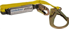 PRO-SAFE - 6' Long, 350 Lb Capacity, 1 Leg Locking Snap Hook Harness Shock Absorbing Lanyard - Polyester Webbing, Locking Rebar Snap Hook Anchorage Connection - Exact Industrial Supply