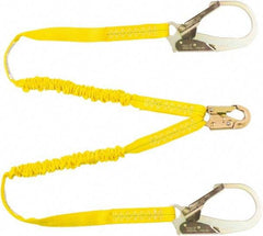 PRO-SAFE - 6' Long, 350 Lb Capacity, 2 Leg Locking Snap Hook Harness Shock Absorbing Lanyard - Polyester Webbing, Locking Rebar Snap Hook Anchorage Connection - Exact Industrial Supply