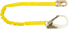 PRO-SAFE - 6' Long, 350 Lb Capacity, 1 Leg Locking Snap Hook Harness Shock Absorbing Lanyard - Polyester Webbing, Locking Rebar Snap Hook Anchorage Connection - Exact Industrial Supply