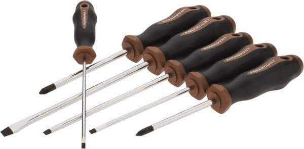 Paramount - 6 Piece Slotted & Phillips Screwdriver Set - Bit Sizes: Philips #1 & #2 - Exact Industrial Supply