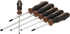 Paramount - 6 Piece Slotted & Phillips Screwdriver Set - Bit Sizes: Philips #1 & #2 - Exact Industrial Supply