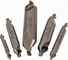 Hertel - #1 to 5, 1/8 to 7/16" Body Diam, 1/8" Point Diam, Plain Edge, High Speed Steel Combo Drill & Countersink Set - 0.0469 to 0.1875" Point Length, 1/8 to 2-3/4" OAL, Double End, Hertel Series Compatibility - Exact Industrial Supply