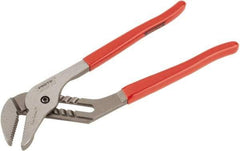Proto - 12" OAL, 2-11/16" Max Capacity, 1-3/4" Jaw Length x 33/64" Jaw Width, 7 Position Gooseneck Tongue & Groove Pliers - Serrated Straight Jaws, Standard Head, Vinyl Handles - Exact Industrial Supply