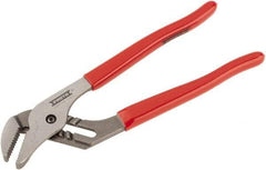 Proto - 10" OAL, 1-3/4" Max Capacity, 1-5/32" Jaw Length x 27/64" Jaw Width, 6 Position Gooseneck Tongue & Groove Pliers - Serrated Straight Jaws, Standard Head, Vinyl Handles - Exact Industrial Supply