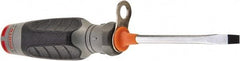 Proto - Tethered & Slotted Screwdriver - Round Shank, Ergonomic Handle - Exact Industrial Supply