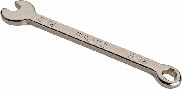 Proto - 3/16" 6 Point Combination Wrench - 3-1/32" OAL, Steel, Nickel Finish - Exact Industrial Supply